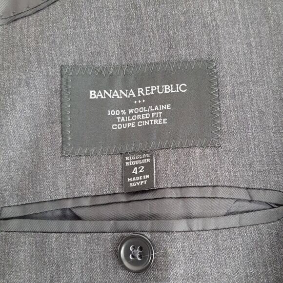 BANANA REPUBLIC 100% Wool Tailored Fit Blazer Jacket Gray Men's Sz 42 R - Picture 12 of 15